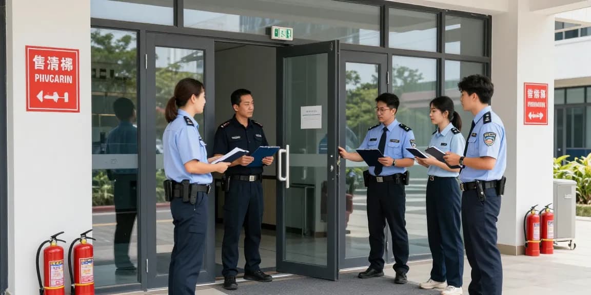 Secure exit door in a commercial building showcasing safety procedures and emergency protocols.