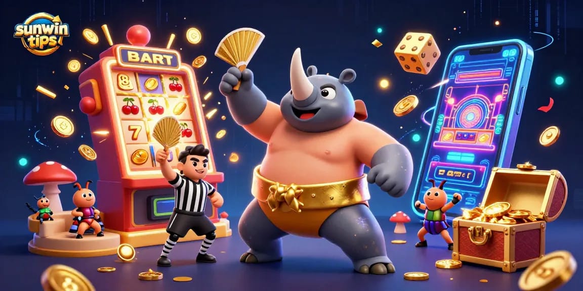 Win big with sunwin tips in this vibrant 3D casino scene filled with dynamic elements.