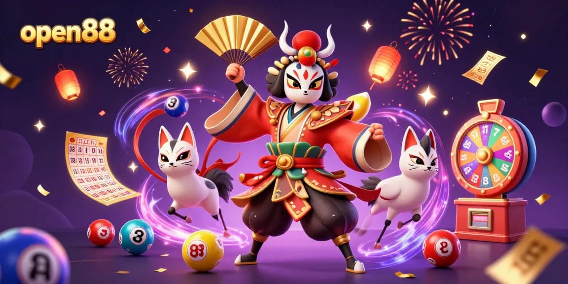 Experience vibrant gameplay with open88's 3D illustration showcasing exciting casino elements.