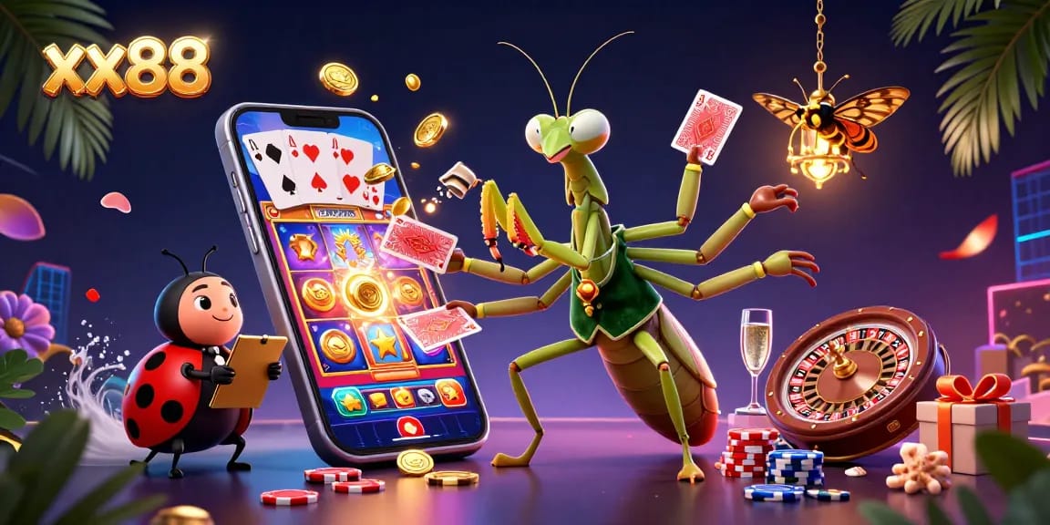 Experience thrilling gaming adventures at xx88 with dynamic characters and vibrant casino elements.