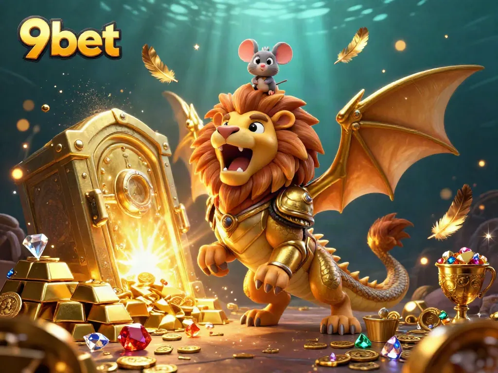 Experience the thrill of winning with 9bet in an exciting casino illustration, highlighting gold treasures.