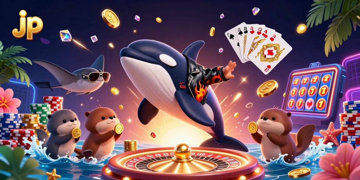 Engage with jp winning strategies in this vibrant casino scene featuring floating golden coins and cheerful characters.
