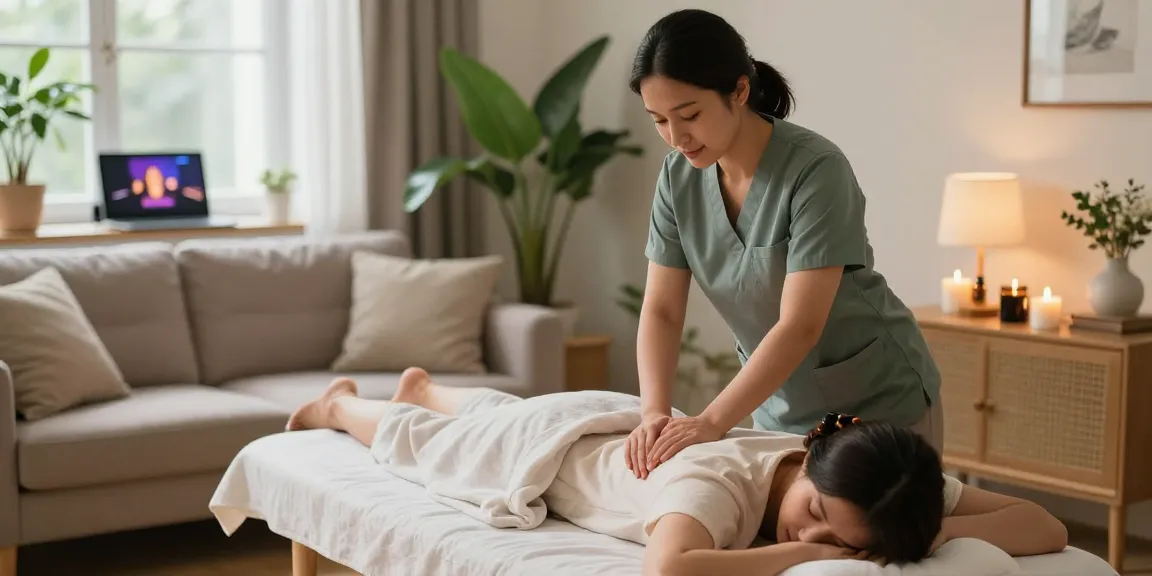 하남출장안마 home massage service providing soothing therapy in a cozy living room.