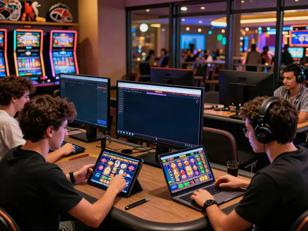 Players enjoying diverse gaming experiences on Gem88 platform, celebrating wins in a vibrant atmosphere.
