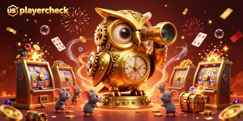 Play thrilling games at usplayercheck with vibrant, fantasy illustrations of casinos and characters.