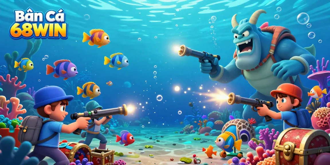 Bắn Cá 68WIN captures the excitement of underwater shooting with dynamic fish and vibrant bosses in an immersive gaming environment.