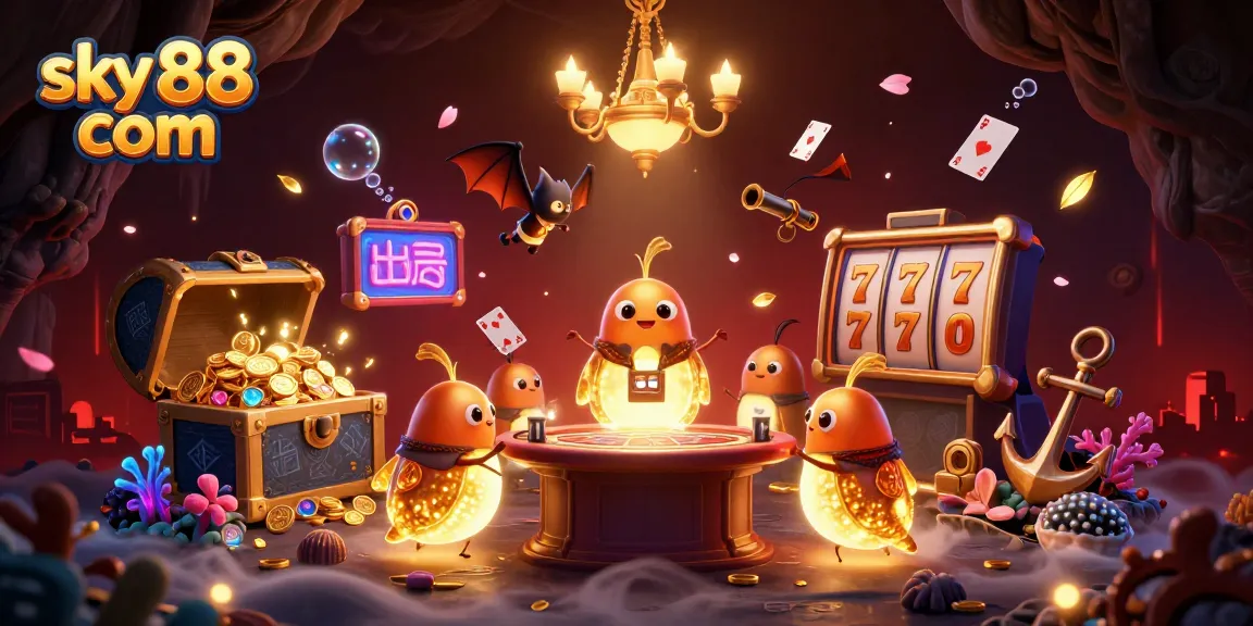 Experience thrilling gameplay at sky 88 com with vibrant casino action led by glowing characters.