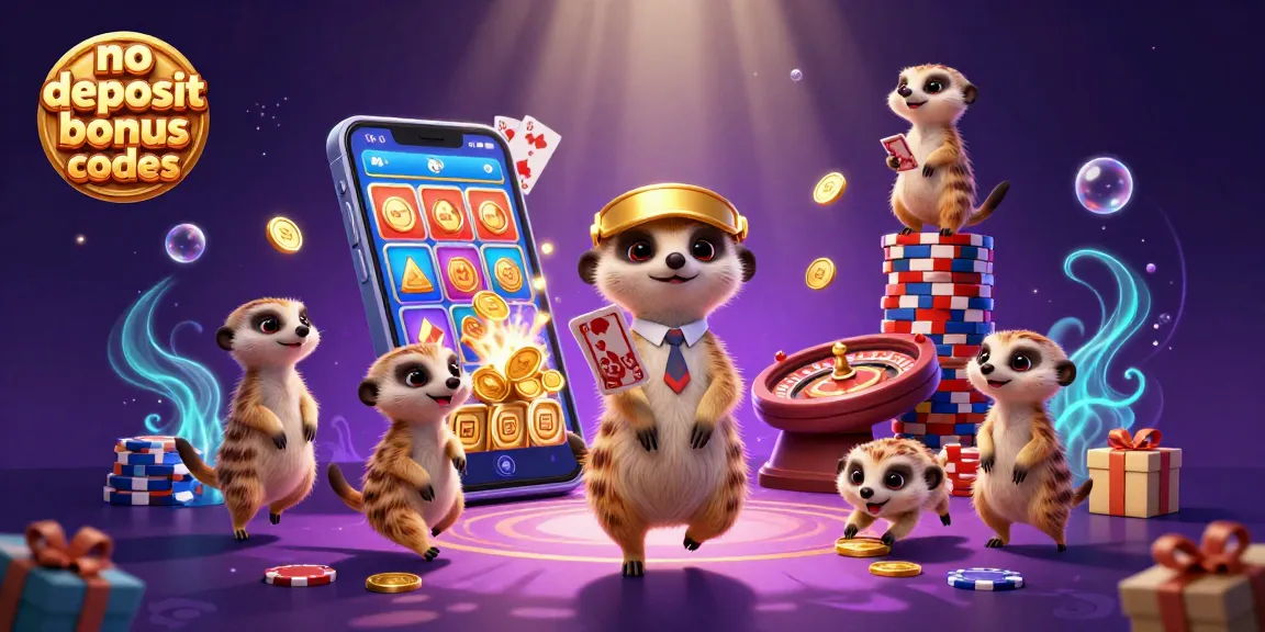 Engage with no deposit bonus codes through a thrilling 3D meerkat casino scene showcasing fun and excitement.
