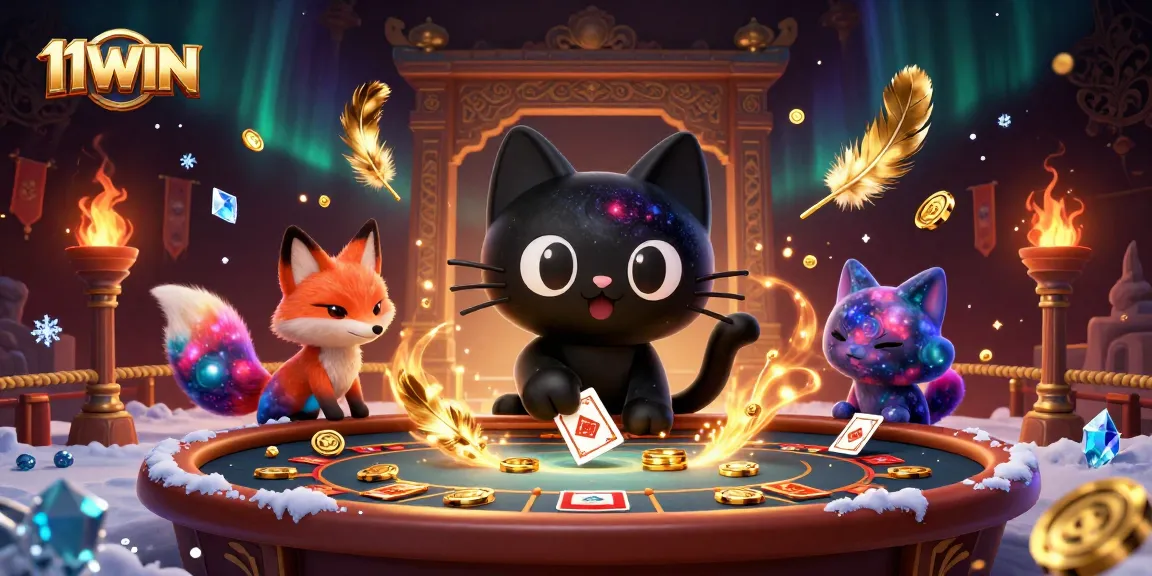 Engage in cosmic gaming excitement at 11WIN with a captivating black hole cat and nebula fox!