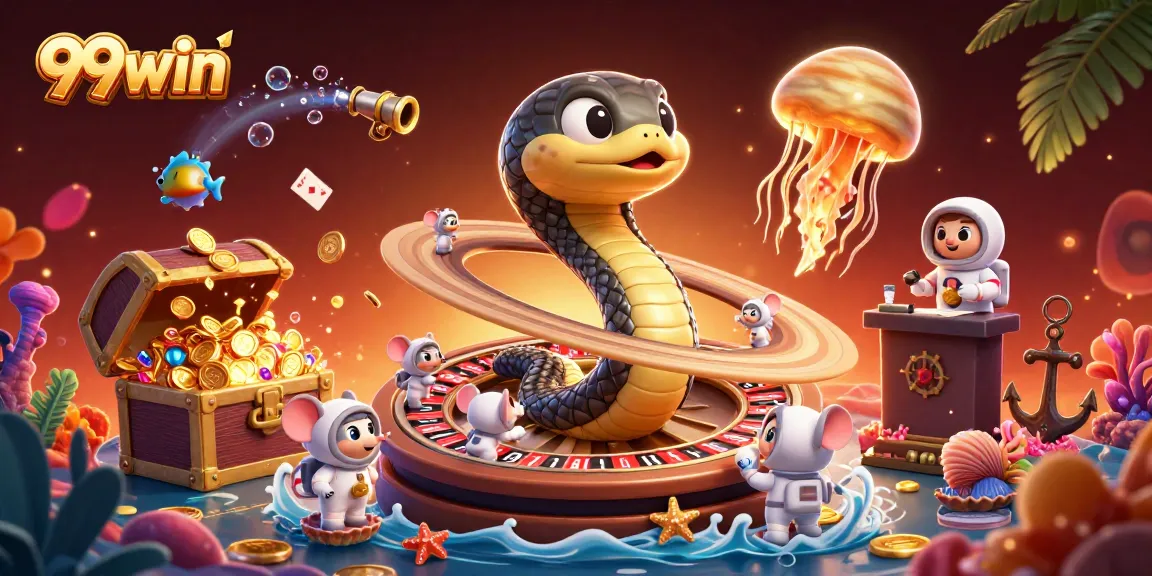 Engage with thrilling bets at 99win's dynamic gaming scene featuring unique cosmic characters.