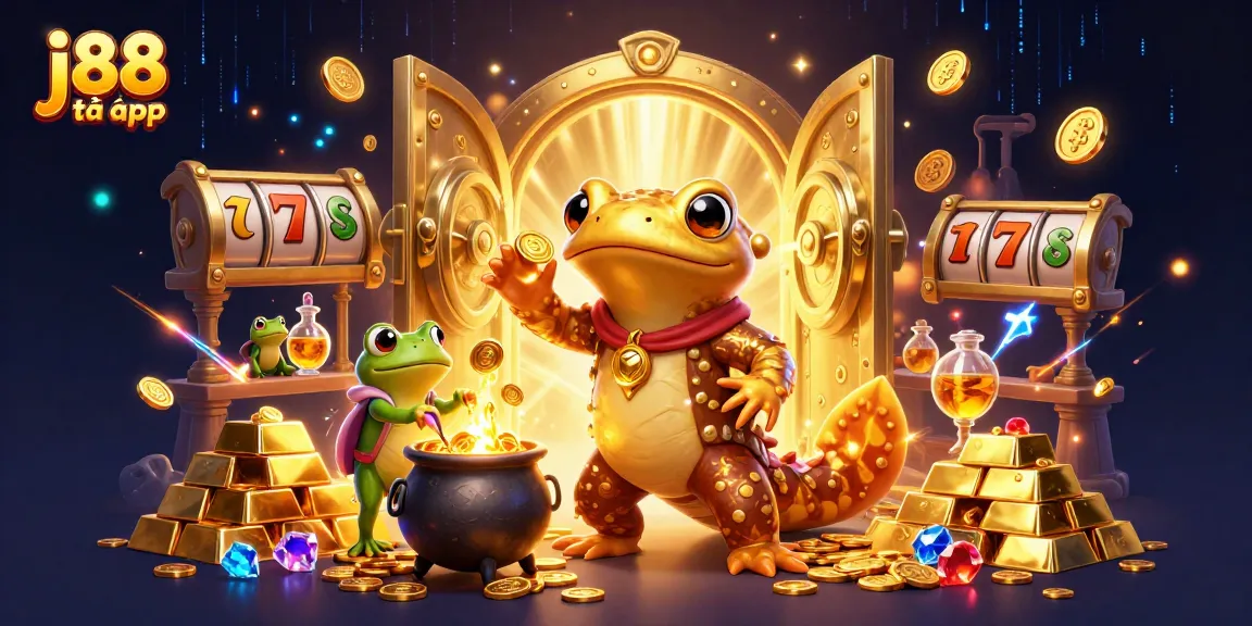 Win big with the j88 tải app in a vibrant casino scene filled with gold, gems, and excitement.
