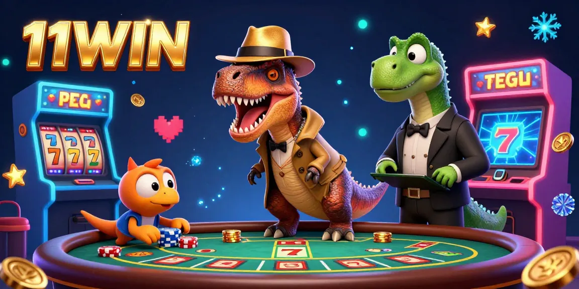 Experience exhilarating gameplay with 11WIN as a velociraptor card counter at a vibrant blackjack table.