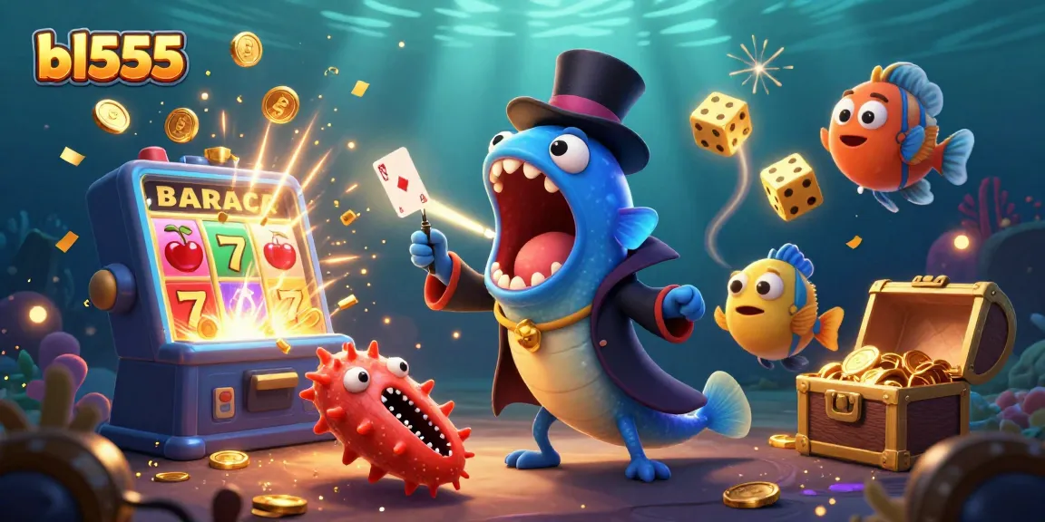 Experience the thrilling atmosphere of bl555 with vibrant slot machines and ocean-themed characters.
