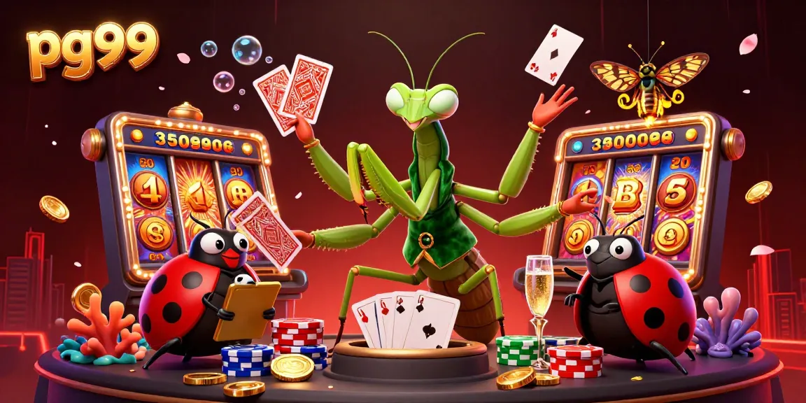 Experience the excitement of pg99 with vibrant slot reels and colorful characters in a dazzling casino scene.
