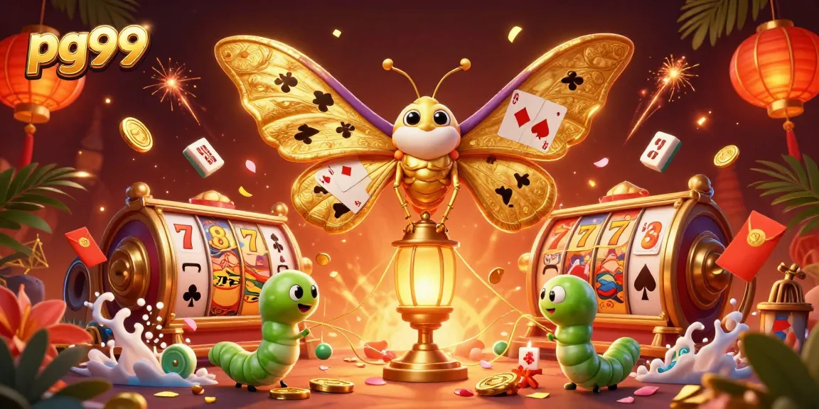 Experience thrilling spins with pg99 in this vibrant 3D casino scene featuring colorful characters and games.