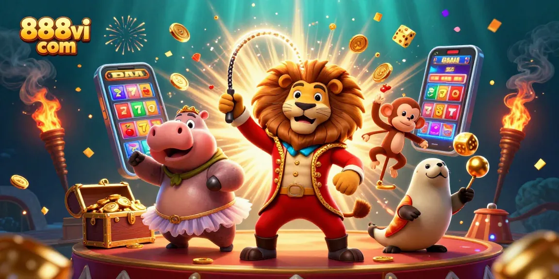 Experience vibrant action with 888vi com as characters celebrate big wins in an exciting casino scene.